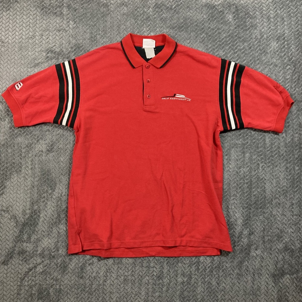 Chase Authentics Polo Shirt Mens L Dale Earnhardt Jr Red Racing NASCAR